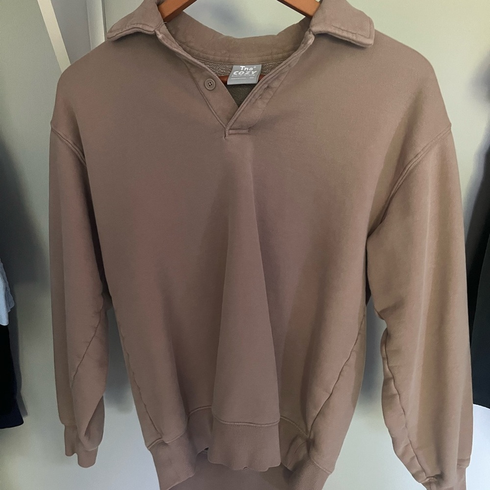 Aritzia TNA V-Neck Sweater in Tan